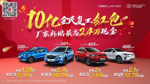 續(xù)航501km只要10.99萬，抄底BEIJING-EX3就趁現(xiàn)在！