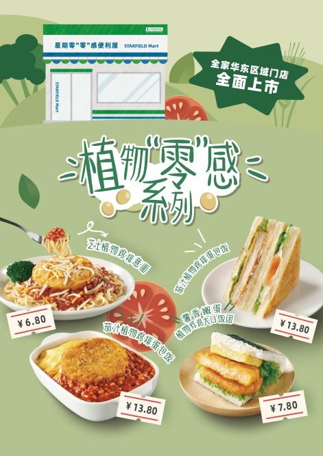 全家華東地區(qū)全門店上線植物肉產品，星期零「版圖」覆蓋早中快餐場景