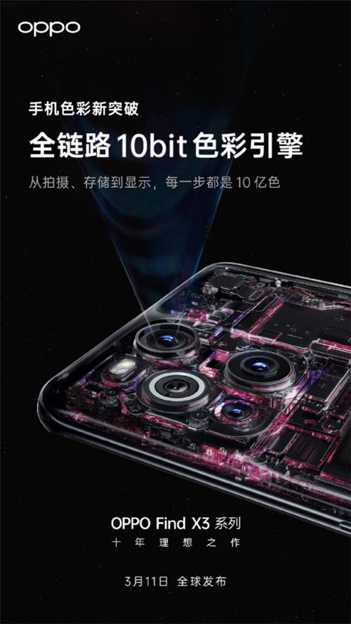 首發(fā)全鏈路10bit色彩引擎！OPPO Find X3新突破