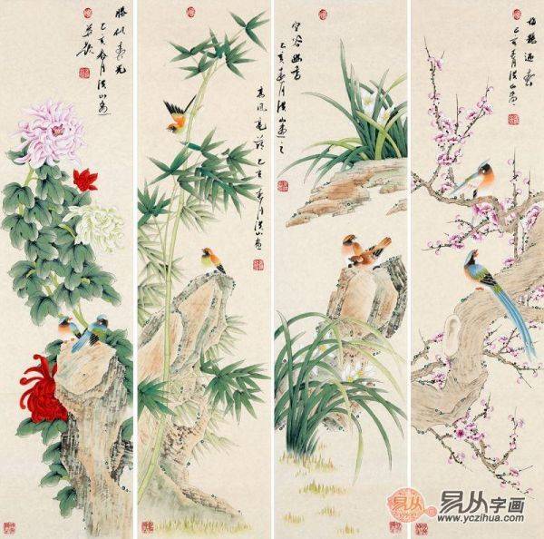 這些精美的沙發(fā)背景墻花鳥畫，絕對(duì)吸人眼球！