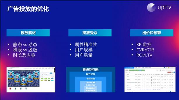 UPLTV受邀分享游戲出?！叭壳?/></p><p>我對(duì)變現(xiàn)的總結(jié)是：感性與理性的平衡，收益和體驗(yàn)的平衡。設(shè)計(jì)變現(xiàn)方案時(shí)視覺(jué)是感性的，通過(guò)設(shè)計(jì)去把握用戶點(diǎn)擊廣告的心理。而利用A/B測(cè)試進(jìn)行相關(guān)數(shù)據(jù)驗(yàn)證是理性的，幫助開發(fā)者們找到最優(yōu)變現(xiàn)方案。激勵(lì)視頻本身可能影響用戶體驗(yàn)，通過(guò)控制展示次數(shù)、冷卻時(shí)間和數(shù)據(jù)分析等等，可以找到一個(gè)平衡點(diǎn)。</p><p>變現(xiàn)調(diào)優(yōu)需要通過(guò)一系列的參數(shù)統(tǒng)計(jì)，為不同的用戶設(shè)置不同的分層，以此確定廣告的細(xì)節(jié)。每一個(gè)細(xì)節(jié)的調(diào)整帶來(lái)的收益提升可能有限，但將所有細(xì)節(jié)結(jié)合在一起，量變往往會(huì)產(chǎn)生質(zhì)變，為我們帶來(lái)優(yōu)勢(shì)和競(jìng)爭(zhēng)力。如果開發(fā)者將這些細(xì)節(jié)都完善好，下一步則可以從買量端打破變現(xiàn)瓶頸，因?yàn)楦鼉?yōu)質(zhì)的用戶帶來(lái)的變現(xiàn)收益也會(huì)更好。</p><p align=
