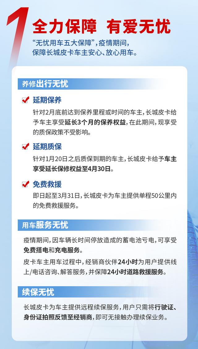 同心抗疫 長城皮卡推出十大關(guān)愛保障