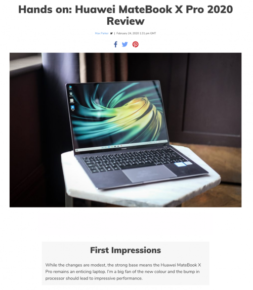 華為MateBook X Pro 2020款海外發(fā)布 新色翡冷翠引爆外媒關(guān)注