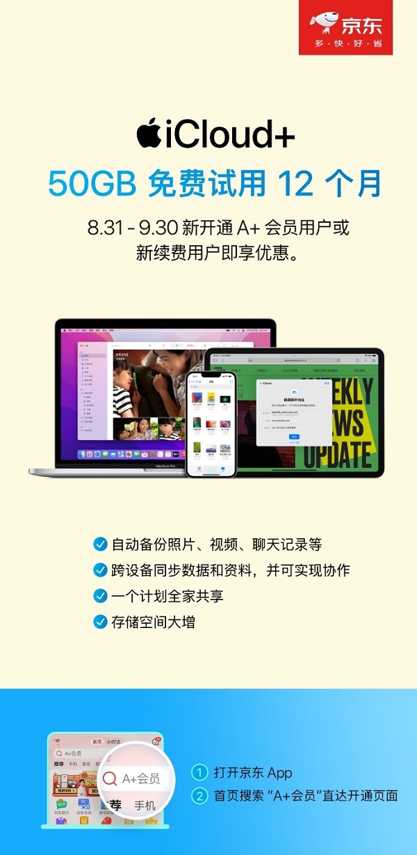 京東與Apple深化合作 iCloud+云空間首次向合作伙伴會員權益開放